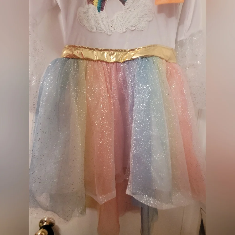 NWT Rainbow Unicorn costume with tutu girls halloween costume large